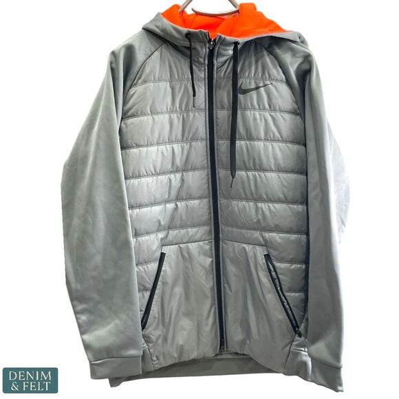 Nike Dri-FIT Gray Full-Zip Hooded Jacket Men’s Large Activewear Winter Warm - Picture 6 of 16